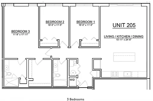 Floor plan 3 Bed x 3 Bath
