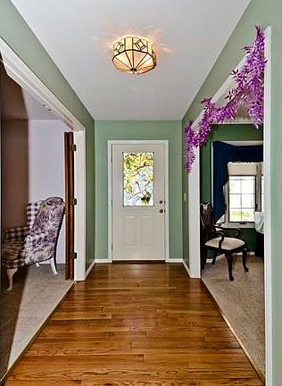 Entry way with wood flooring