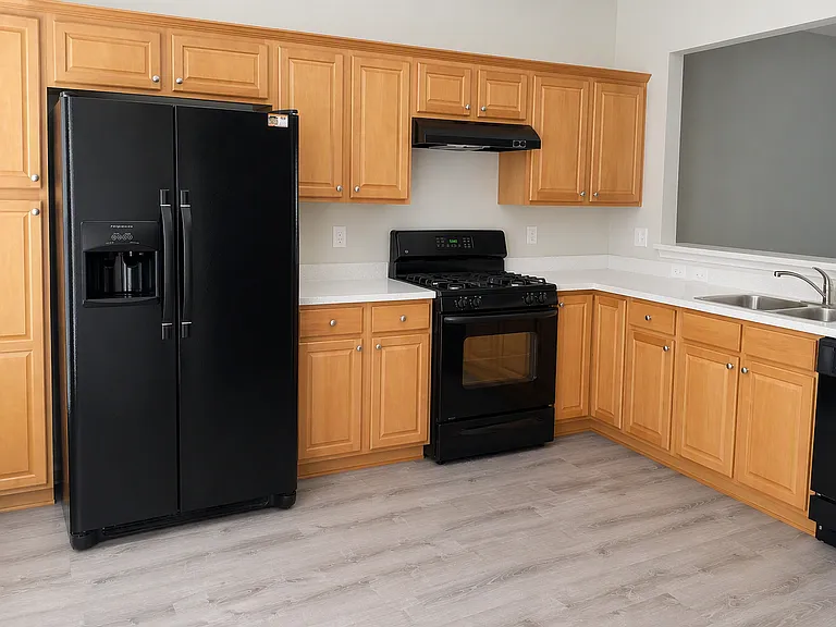 Image contains AI of incoming white quartz countertops