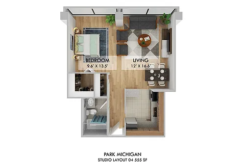 Floor plan Studio 1ba 04
