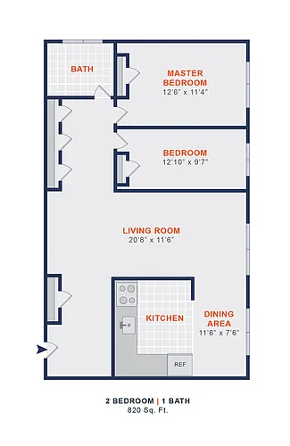 Floor plan 2 Bed | 1 Bath