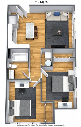 Floor plan Two Bedroom One Bath