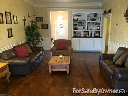 Large Living Room with Hand Scraped Wood Floors