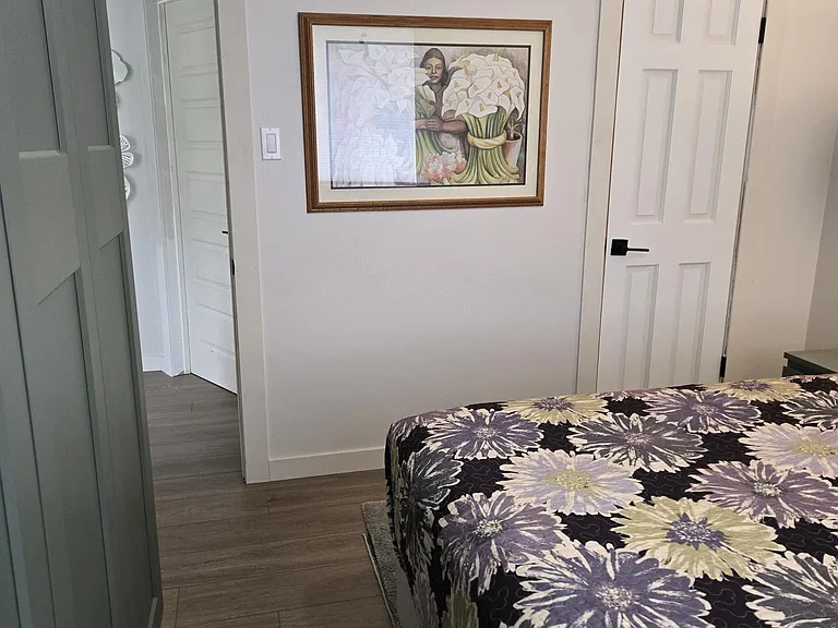 Built-in large closet and an additional closet for coats and storage.