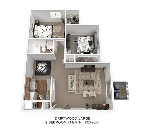 Floor plan Two Bedroom- 823 sqft