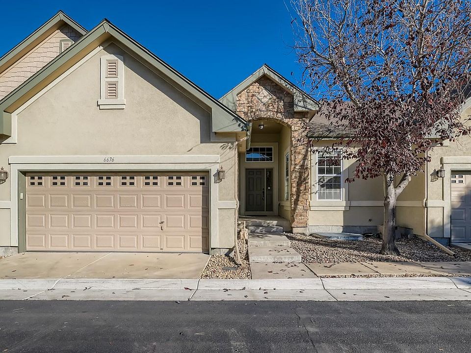 Front of townhouse, double garage