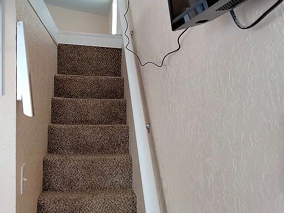 Stairs to loft with handrailing