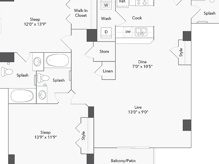 Carlisle | 2-Bedroom Floorplan Carlisle | 2-Bedroom Floorplan