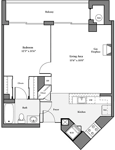 Floor plan 1 Bedroom E