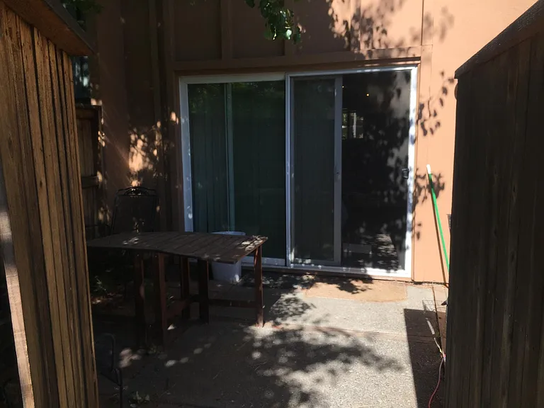 A view of the backyard.