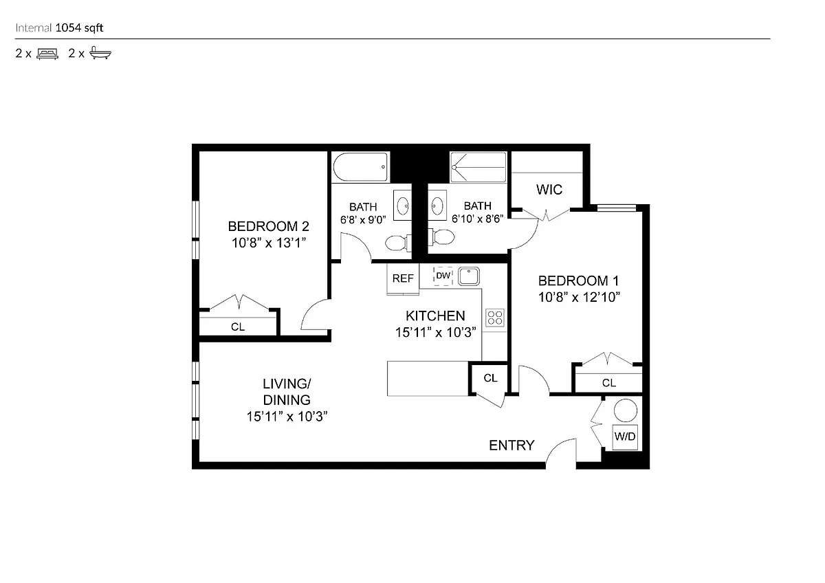 Floor plan 1 Bed with Den