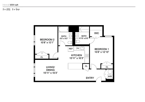 Floor plan 1 Bed with Den