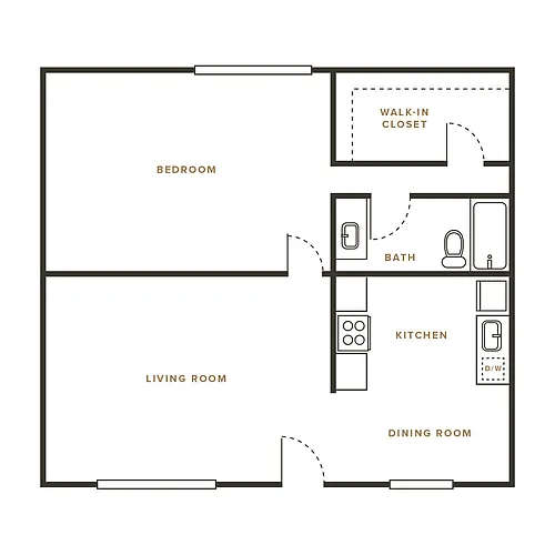 Floor plan 1 Bedroom, 1 Bath C - 114 Sharene