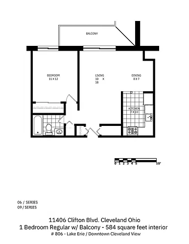 Floor plan 1 Bedroom 1 Bath C