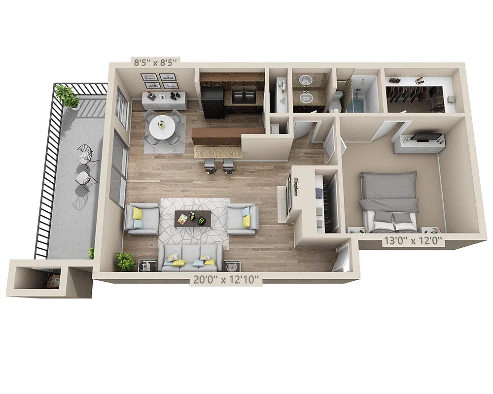 Floor plan One Bedroom A1BCT
