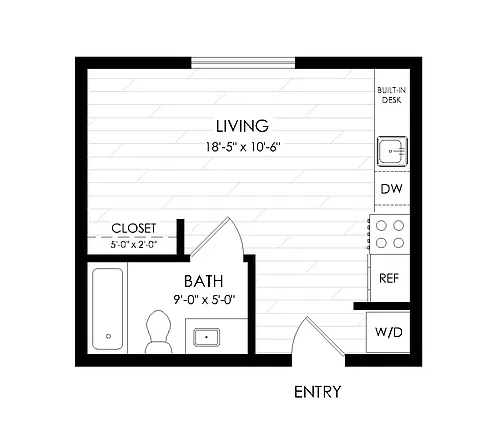 Floor plan Studio, 1 Bathroom S5