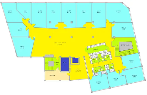 Floor plan 4th and 5th floor Live Work Apartments