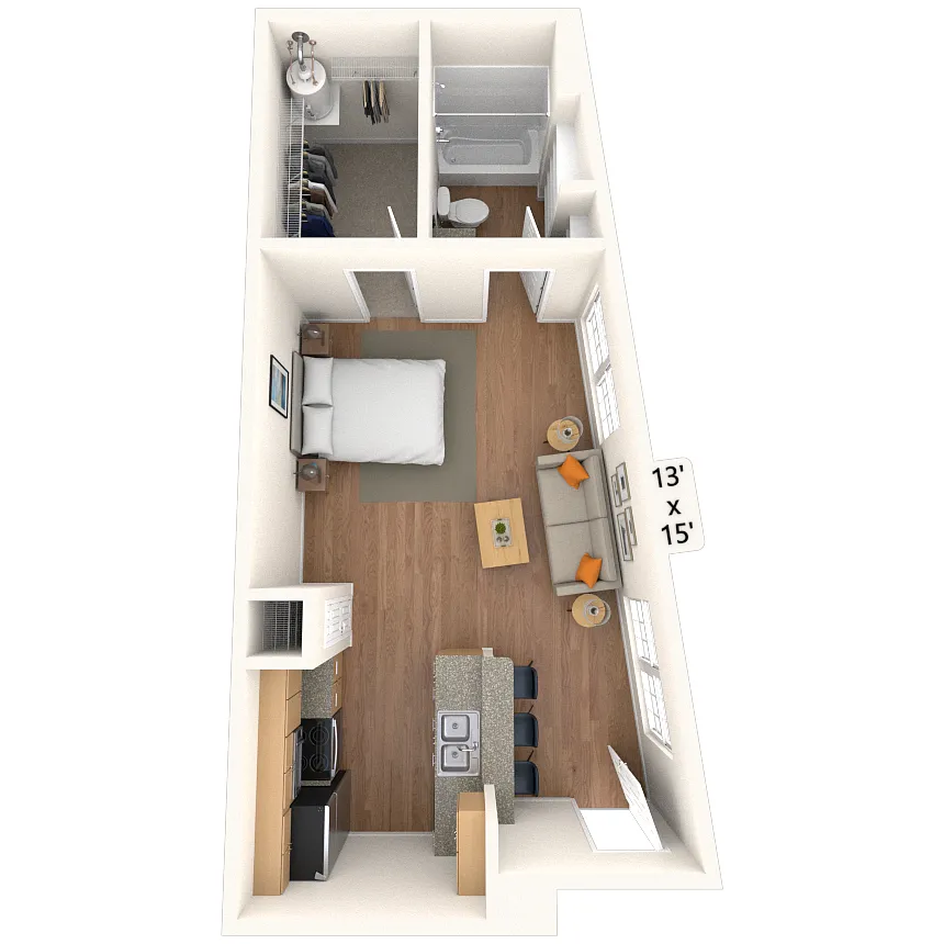 Floor plan Studio 0x1 512 SF