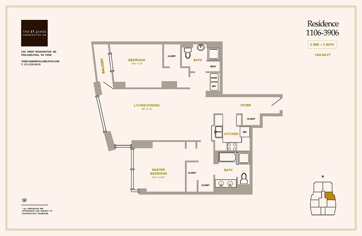 Floor plan 2 Bed 2 Bath B2S