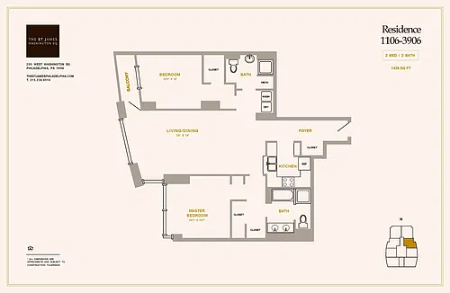 Floor plan 2 Bed 2 Bath B2S