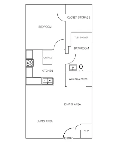Floor plan 1 Bedroom/1 Bathroom A
