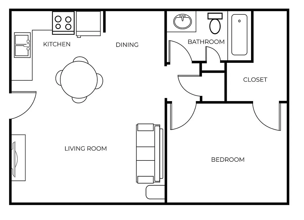 Floor plan A10 | 1 Bed | 1 Bath | Classic
