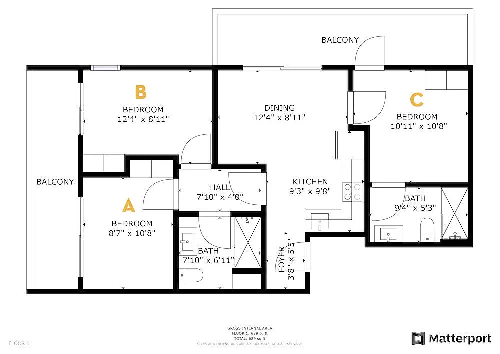 Floor plan Private Bedroom in Shared 3 Bed 2 Bath