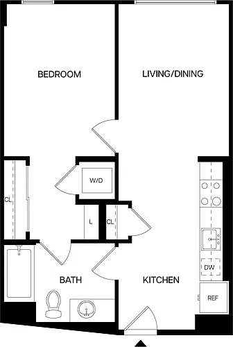 Floor plan 1 Bed/1 Bath-A3