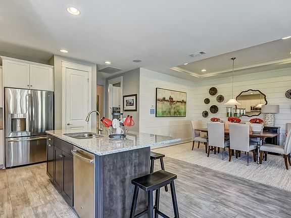 Kitchen overlooking dining area