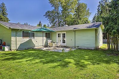 Perfect size patio overlooks yard