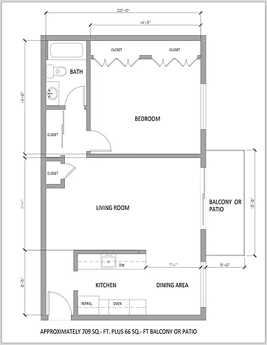 Floor plan 1 Bedroom 1 Bathroom