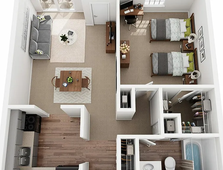 A2DO Double Occupancy | 1 Bedroom | University Hills | Toledo OH Student Apartments A2DO Double Occupancy | 1 Bedroom | University Hills | Toledo OH Student Apartments