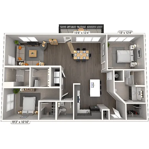 Floor plan B7 2x2 1402 SF-FP