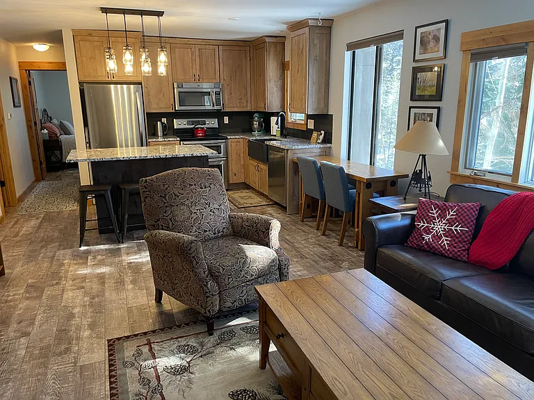 Open-concept kitchen & living area.