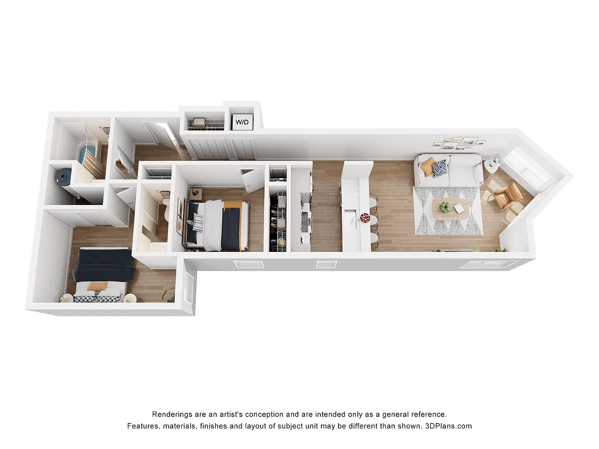 Floor plan 2 bd 1 and a half ba A2