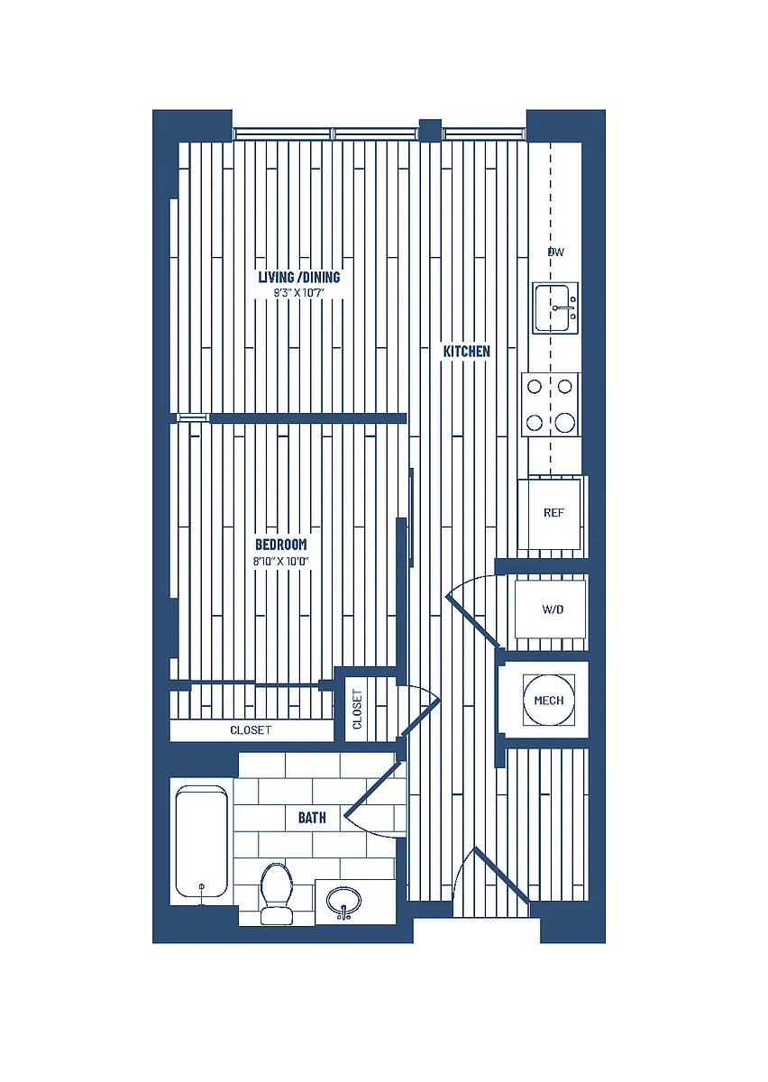 Floor plan 1 Bed/1 Bath Junior-HJR1A