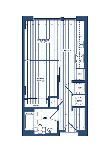 Floor plan 1 Bed/1 Bath Junior-HJR1A