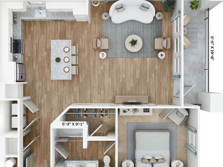 Explore this chic loft design, offering an open and inviting living space. Explore this chic loft design, offering an open and inviting living space.