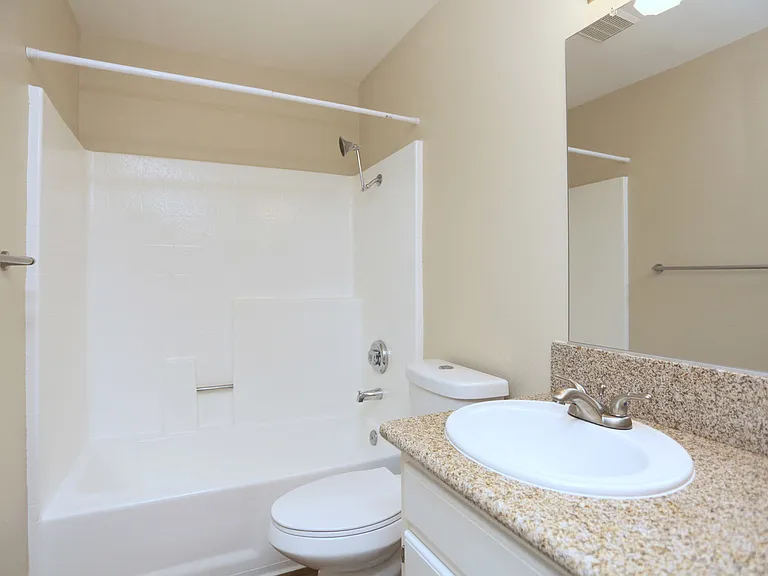 Bathroom showing Shower toilet and sink