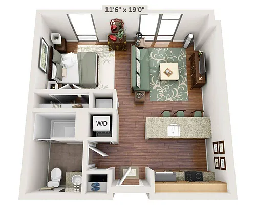 Floor plan Studio E1B