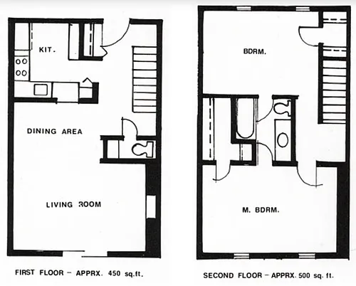 Floor plan 2 Bedroom/1.5 Bathroom Townhouse A