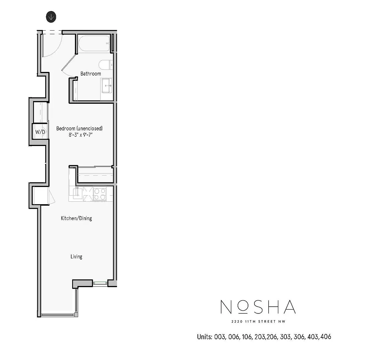 Floor plan Jr 1 Bed- 1Bath C1
