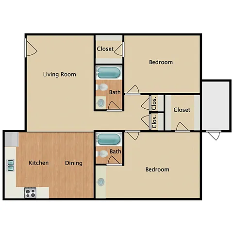 Floor plan 2 Bedroom 2 Bathroom