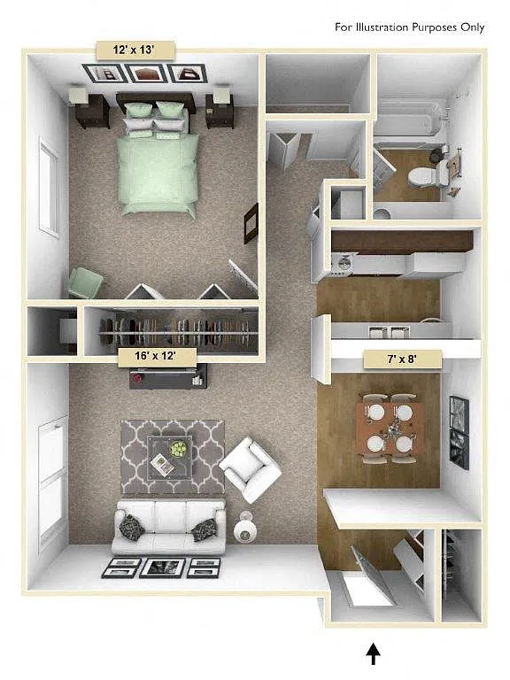 Floor plan One Bedroom Sycamore
