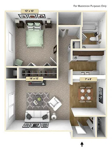Floor plan One Bedroom Sycamore