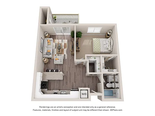 Floor plan 1 Bed 1 Bath B