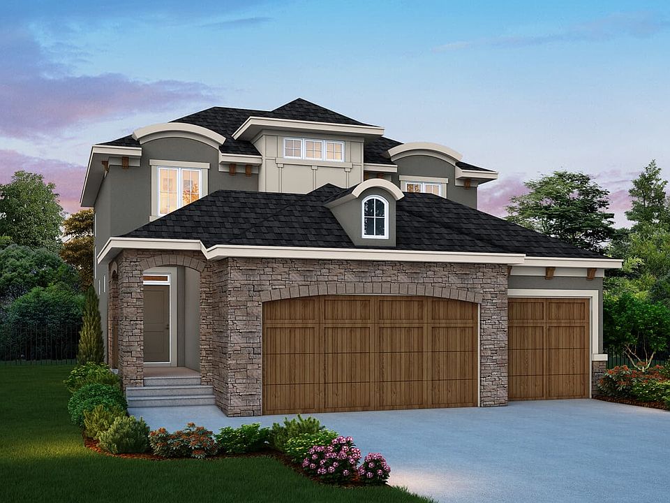 Exterior view of the French Chateau Elevation for the Wellington 5 model by Brookfield Residential i