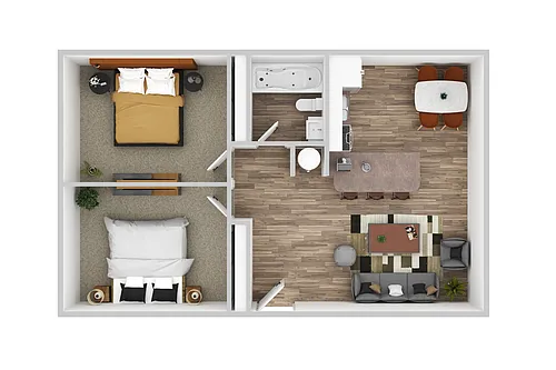 Floor plan Two Bedroom One Bathroom