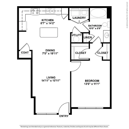 Floor plan 1 BR Designer Courtyard