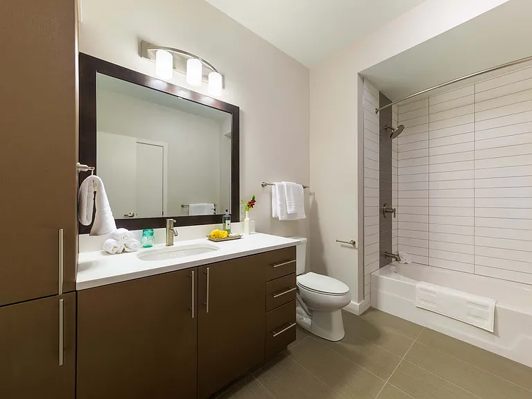 Step into a bright, functional bathroom designed for comfort